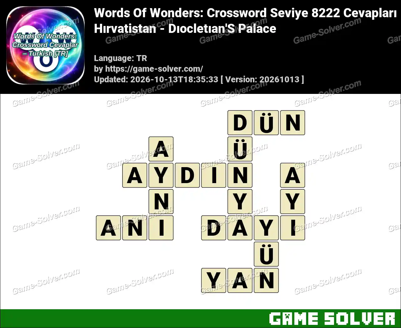 Words Of Wonders: Crossword Seviye 8222 Cevapları – Hırvatistan – Dıocletıan’S Palace
